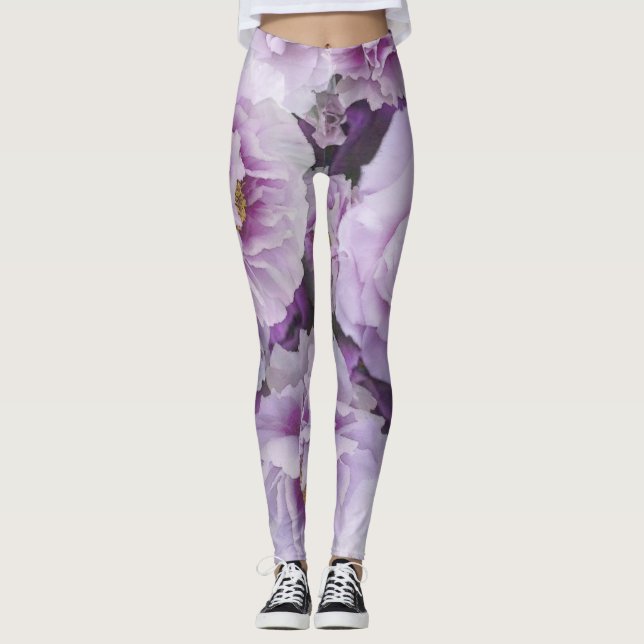 Mjuk lavender Shabby chic botaniska trädgården Leggings (Framsida)