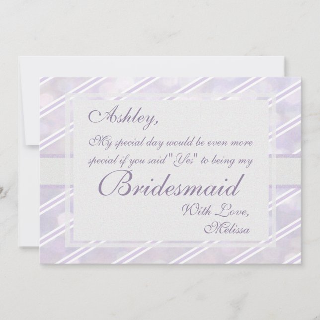 Mjuk lavender Stripe | Bridesmaid Inbjudningar (Framsida)