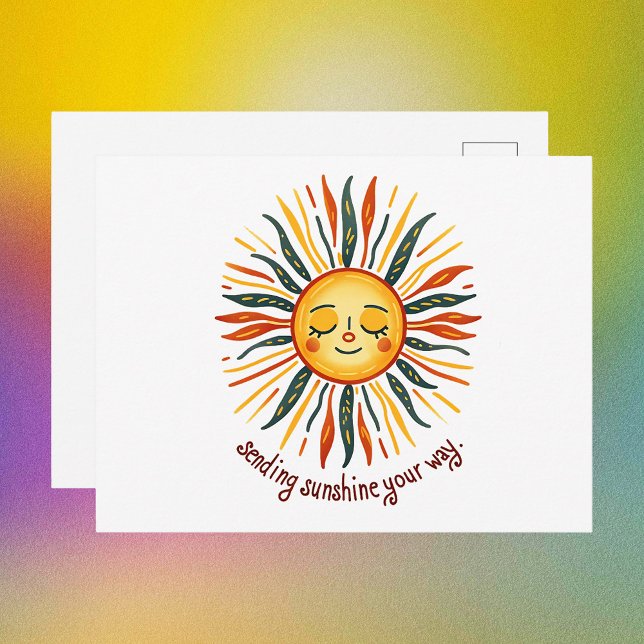 Mjuk leende Sol-upplyftning Vykort (Cheerful Smiling Sun Uplifting Postcard
)
