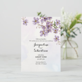 Mjuk Lila Akvarell Blommig Bröllop Inbjudningar