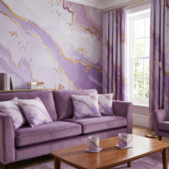 Mjuk Lila Akvarell Guldstänk Elegant Kakelplatta (Skapare uppladdad)