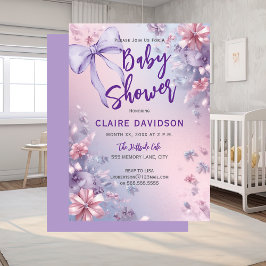 Mjuk lila baby shower inbjudningar