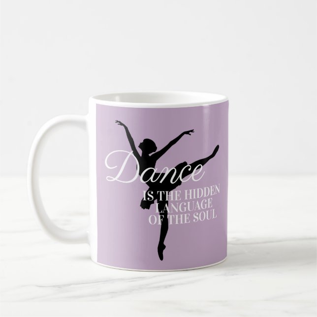 Mjuk lila ballerinasilhuett danscitat kaffemugg (Vänster)