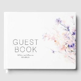 Mjuk Lila blommor MinimalistBröllop Gästböcker