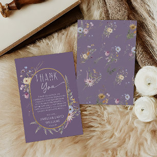 Mjuk lila Boho-vildblomma-babyshower Tack Kort
