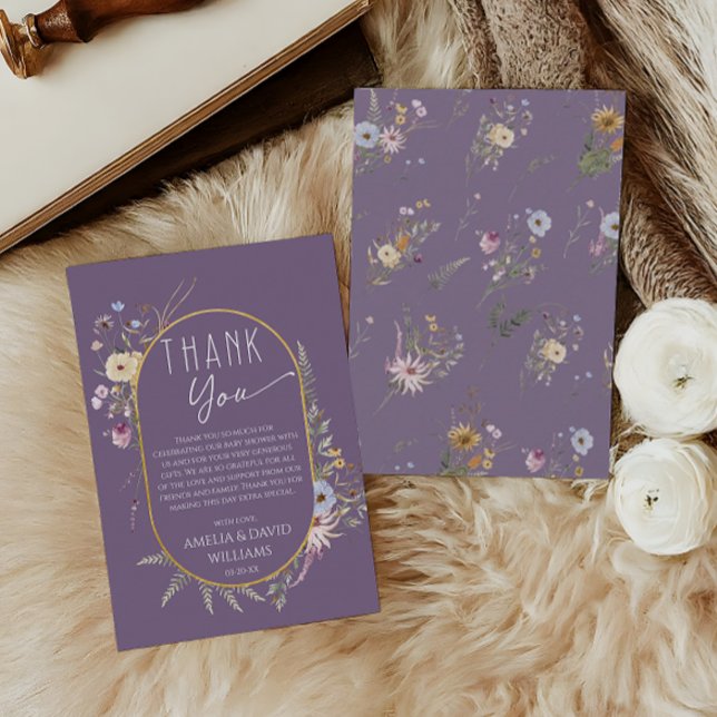 Mjuk Lila Boho WildblomBaby Shower Tack Kort (Skapare uppladdad)