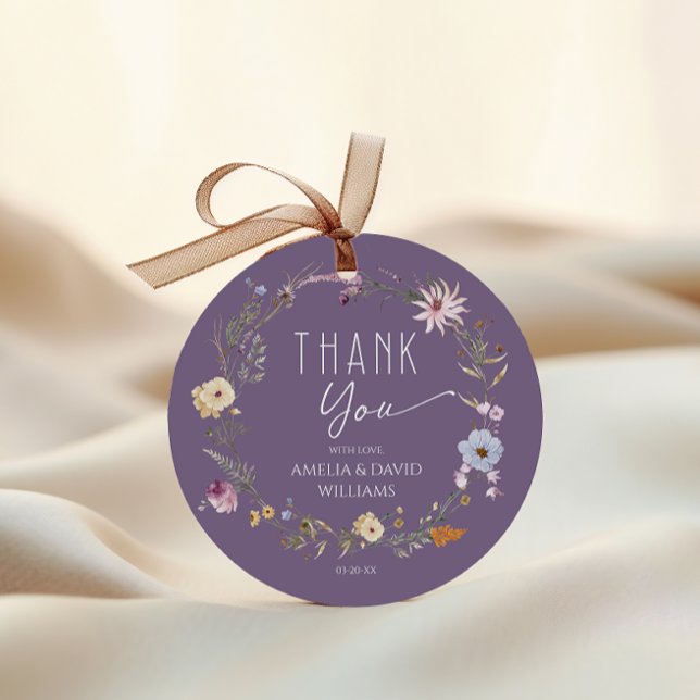 Mjuk Lila Boho WildblommBaby Shower Tack Gåvor Etiketter (Skapare uppladdad)