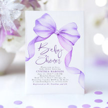 Mjuk Lila Bow Cute Elegant Baby Shower