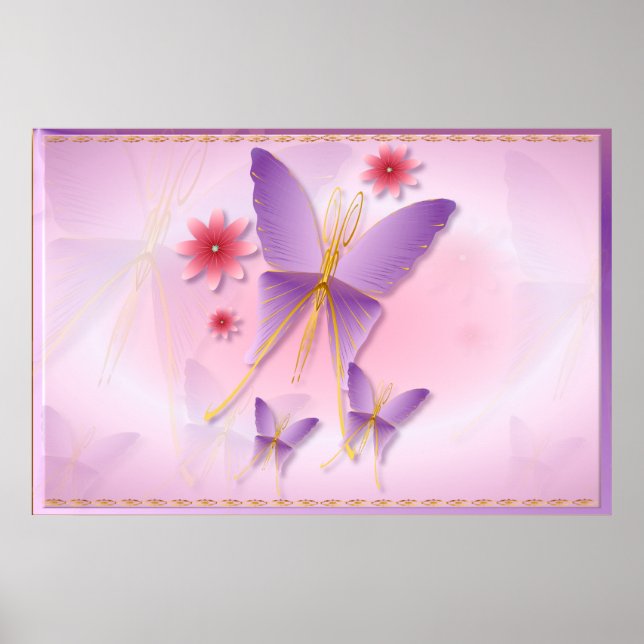 Mjuk Lila Butterfly Poster (Framsidan)