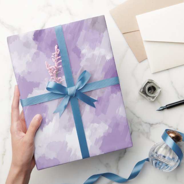 Mjuk lila drömmig dimmig vit abstrakt mönster presentpapper (Gifting)