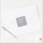 Mjuk Lila Elegant Skript Bröllop Tack Fyrkantigt Klistermärke<br><div class="desc">Ett enkelt "Tack"-klistermärke/kuvertförsegling med elegant som ska koordineras med mitt bröllop-tack och som innehåller ett klassiskt,  svalt skriptteckensnitt. Malltexten är helt redigerbar,  så teckensnittet stil,  storlek,  färg och placering kan ändras. Textbilden "Tack" kan ändras och flyttat runt med hjälp av verktygen Redigera. Finns även som rund klistermärke.</div>