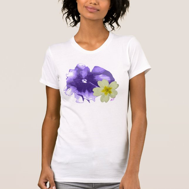 Mjuk Lila & Gula blommor Bra Jersey T-Shirt (Framsida)
