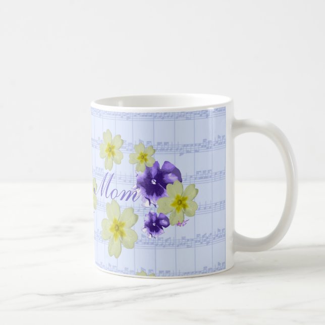 Mjuk Lila & Gula blommor Lakan Music Mamma Mugg (Höger)