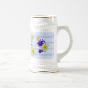 Mjuk Lila & Gula blommor Lakan Music Mamma Mugg