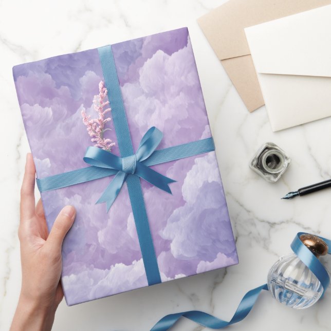 Mjuk Lila Lavendel Dimma Moln Abstrakt Mönster Presentpapper (Gifting)