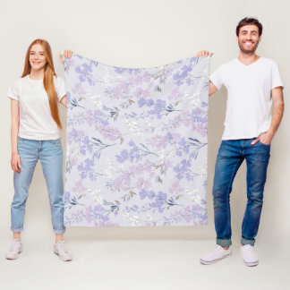 Mjuk lila lavendel vit blommönster fleecefilt