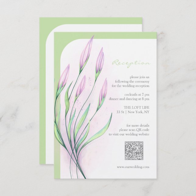 Mjuk Lila Lilies bröllopsmottagning Tilläggskort (Fram/baksida)