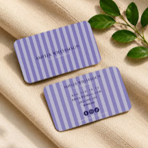 Mjuk lila minimalistisk elegant randig visitkort