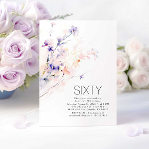 Mjuk Lila och blommor Elegant födelsedag Inbjudningar