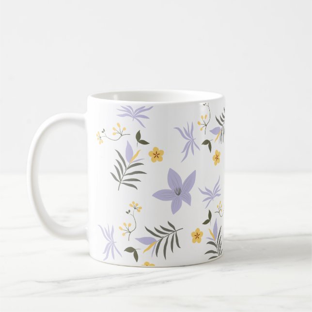 Mjuk lila och gul blomkruka kaffemugg (Vänster)