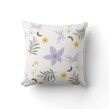 Mjuk lila och gul blomkudde