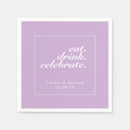 Mjuk Lila och vit, modern, minimalistisk Bröllop Pappersservett