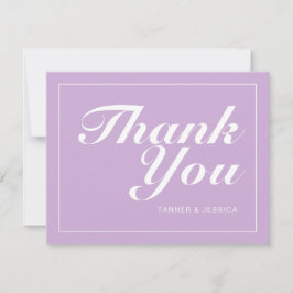 Mjuk Lila och vit, modern, minimalistisk Bröllop Tack Kort