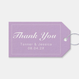 Mjuk Lila och vit, modern, minimalistisk Tack Presentetikett