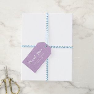 Mjuk Lila och vit, modern, minimalistisk Tack Presentetikett