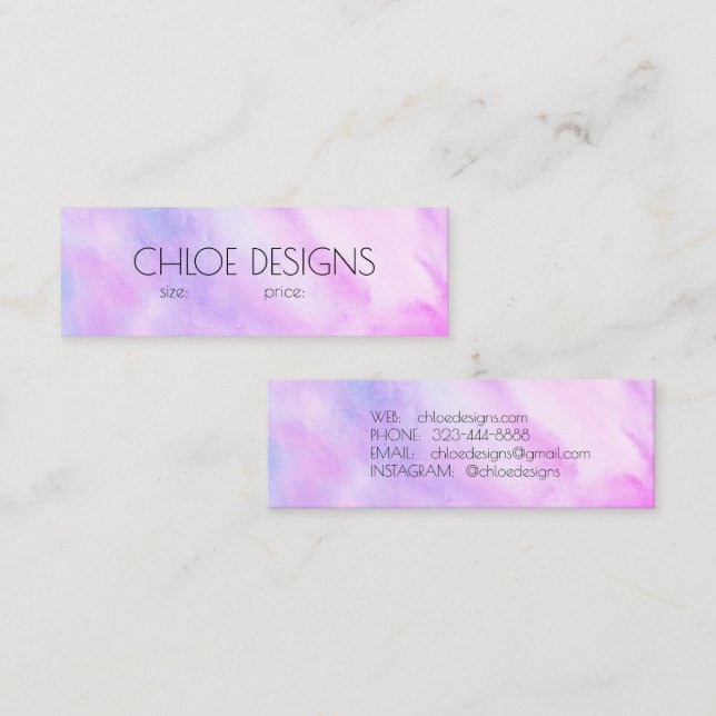 Mjuk Lila Painting Abstrakt Vattenfärgspalt Märkre Mini Visitkort (Fram/baksida)