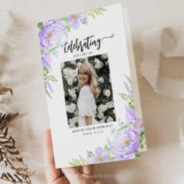 Mjuk Lila Petals-uppslaget begravningsprogram Reklamblad