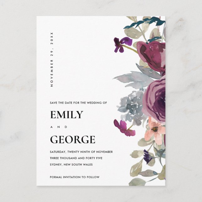 MJUK LILA SYRÉN AKVARELL BLOMSTERLIG Spara DATUM Meddelande Vykort (Framsida)