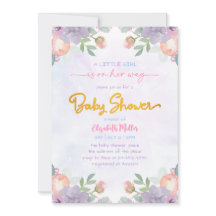 Mjuk Lila Vattenfärgsskare Blommigt Flicka Shower