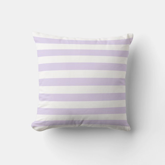 Mjuk Lilac Lila & White Linjer Mönster Kudde (Framsida)
