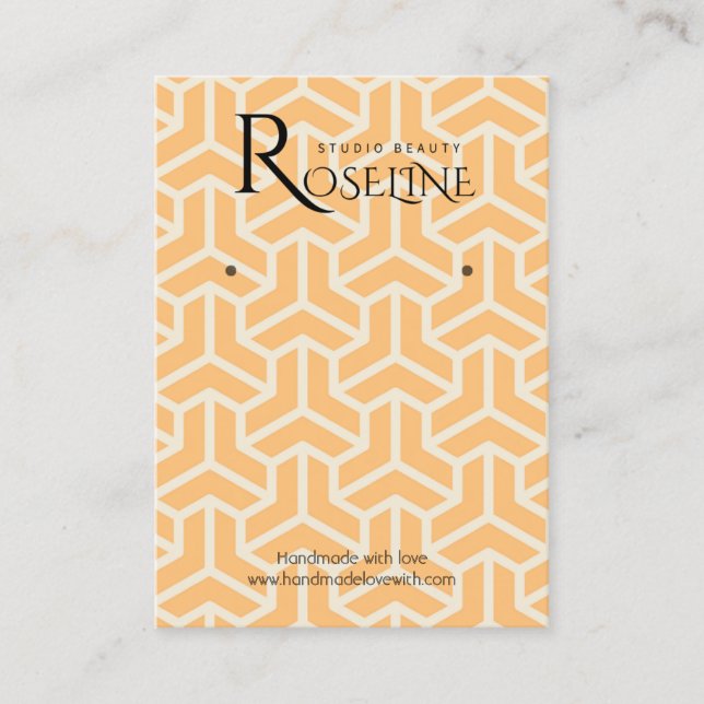 Mjuk ljusgul Orange Geometric jewlery-visning Visitkort (Framsida)