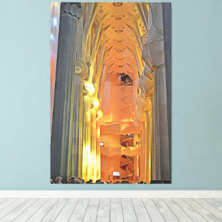 Mjuk Ljussättning Sagrada Familia Interiör Canvastryck