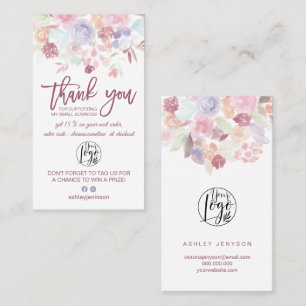 Mjuk logotyp av pastellskript för blommigt tack visitkort