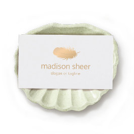 Mjuk Logotyp av Ro Guld Feather Visitkort