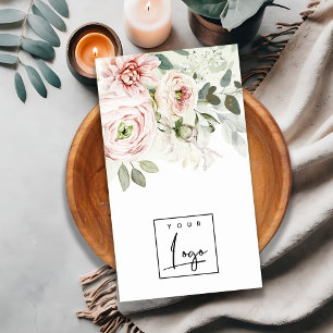 Mjuk Logotyp för Rosa Peony Leafy Botanical Blomm Visitkort