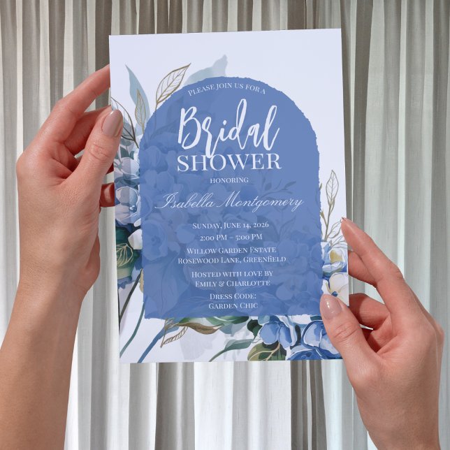 Mjuk Lyxig Blå Blommig Bröllopsfest Inbjudningar (Soft Luxury Blue Floral Bridal Shower Invitations
)