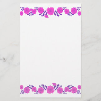 Mjuk målning Rosa ros Flower Line Gräns Brevpapper