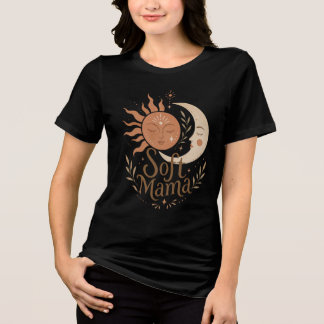 Mjuk Mama Celestial Sol & Måne Boho Design T Shirt