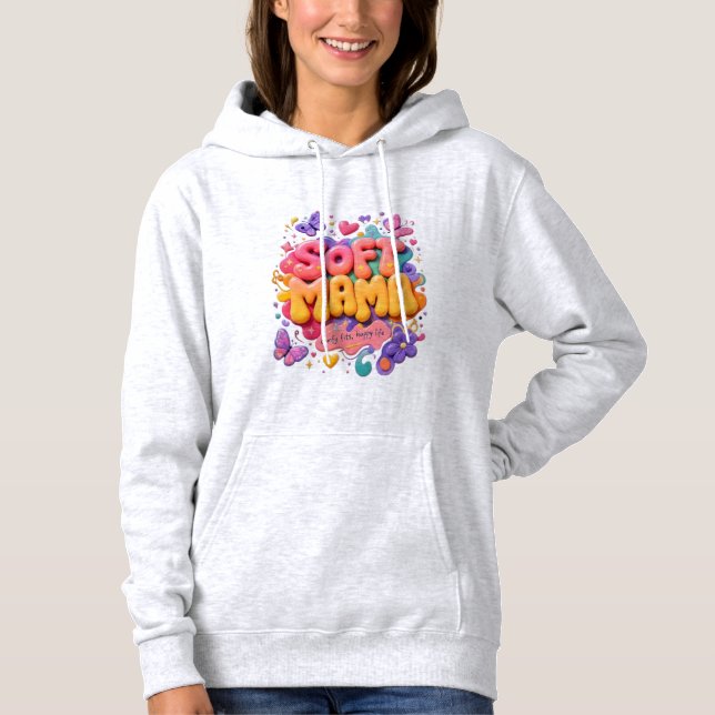 Mjuk Mama Kawaii Typografi  T Shirt (Framsida)