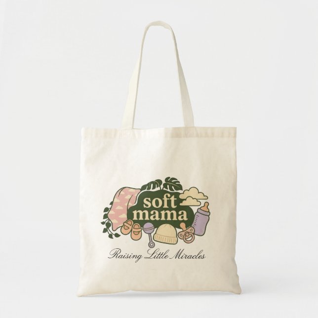 Mjuk Mama Retro Baby Essentials Design | Söt Moth Tygkasse (Framsidan)
