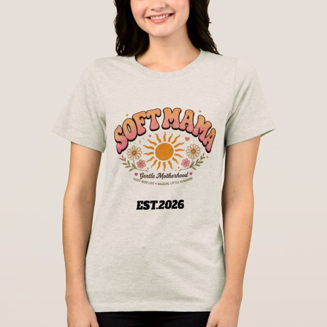 Mjuk Mama Retro-Solnedgångs-Typografi Design T Shirt (Framsida)