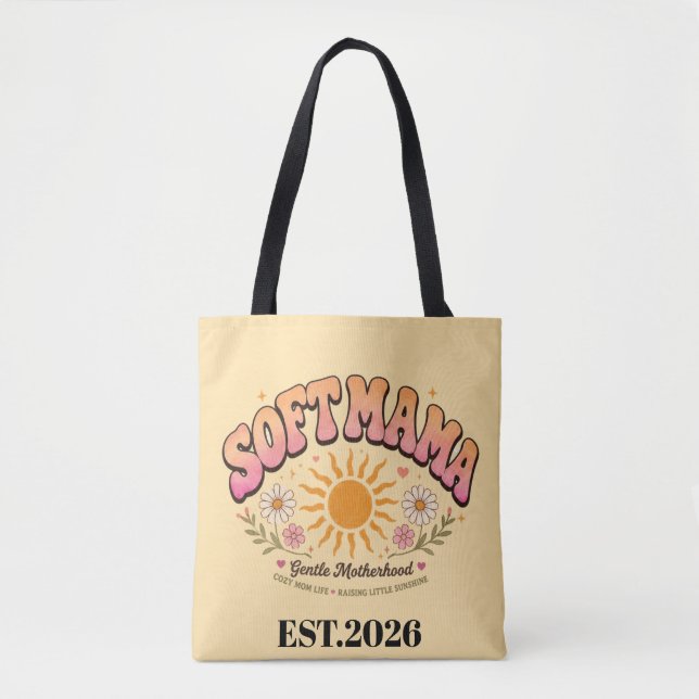 Mjuk Mama Retro Solnedgångs Typografi Design Tygkasse (Framsida)