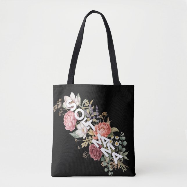 Mjuk mamma blommig typografi design  tygkasse (Framsida)