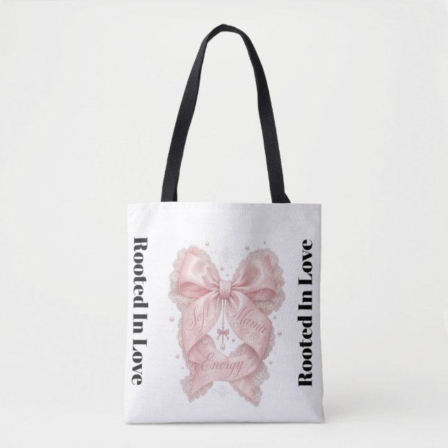 Mjuk Mamma Energi Rosa Coquette Bow Design | Femin Tygkasse (Framsida)