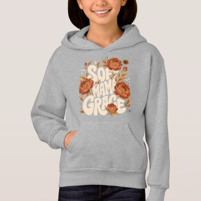Mjuk mamma Grace höstblomma Retro typografi design T Shirt (Framsida)