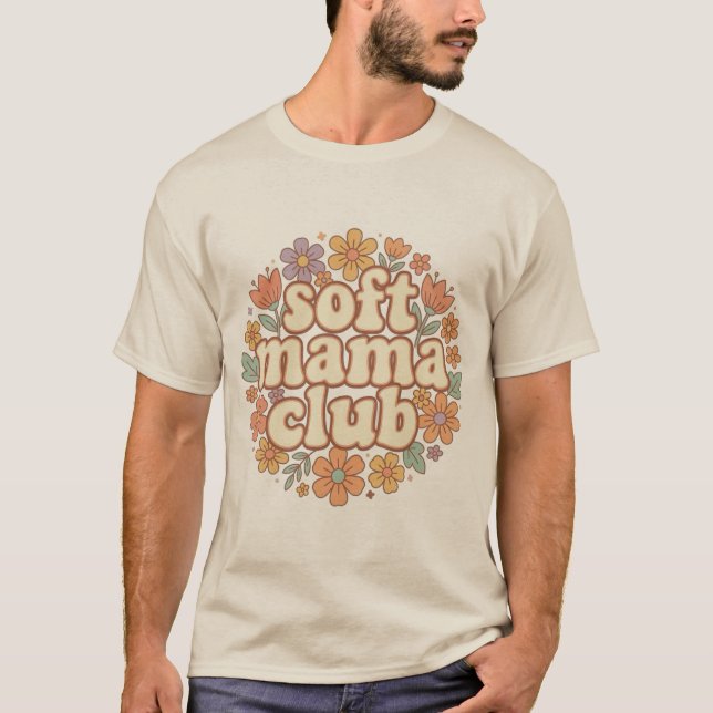 Mjuk Mamma Klubb Retro Groovy Daisy Blommig Design T Shirt (Framsida)